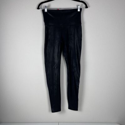 SPANX Womens Ready to Wow Faux Leather Leggings Style 2437 BLACK Size Large